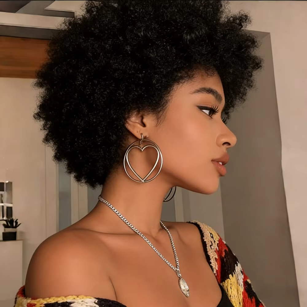 Perruque Afro Kinky Curly Pixie en cheveux humains