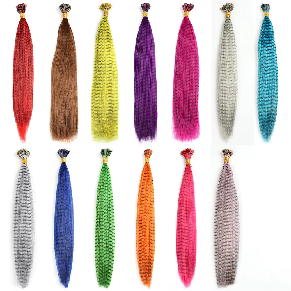 AZQUEEN plume Extension de cheveux 10 pièces faux