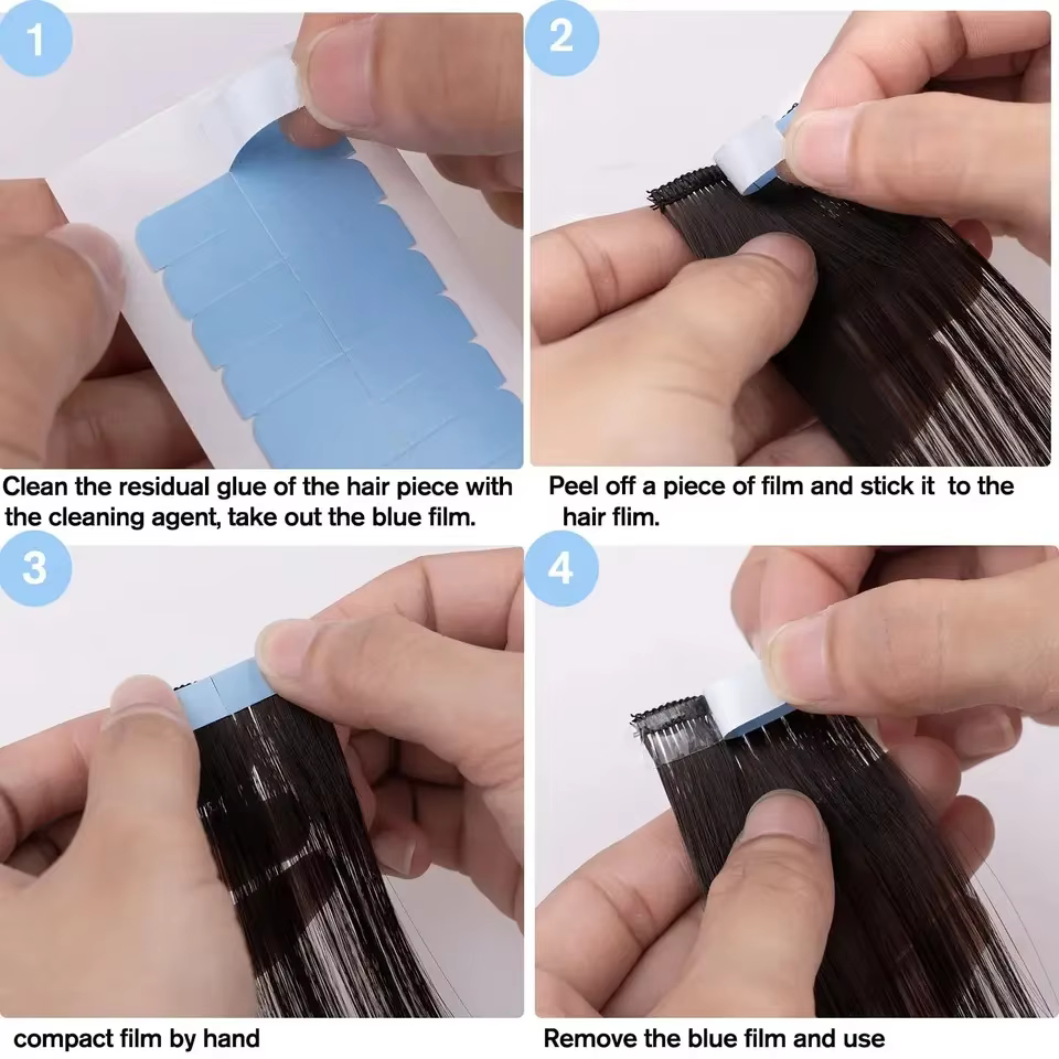 60 pièces onglets de ruban d'extension de cheveux