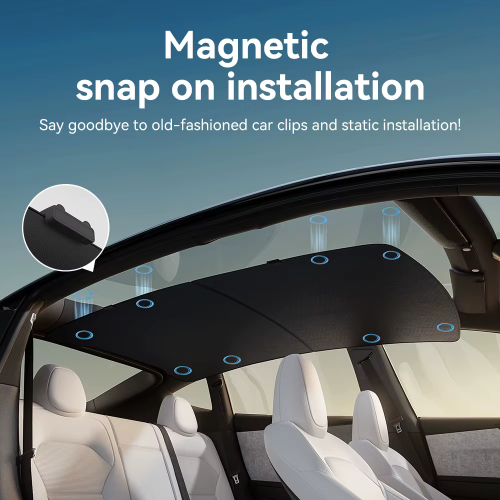 Pare-soleil en graphène YZ pour Tesla Model YL 2026, fixation magnétique noire, pare-soleil en nid d'abeille pour toit avant et arrière de voiture