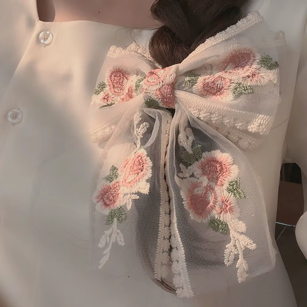 Pince à cheveux avec nœud en dentelle pour femmes et filles