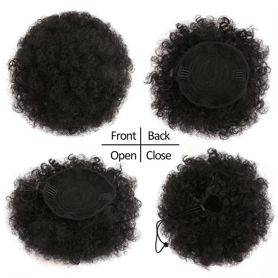 1PC femmes 10 pouces Afro crépus bouclés synthétique queue de cheval Extension avec cordon Style de base