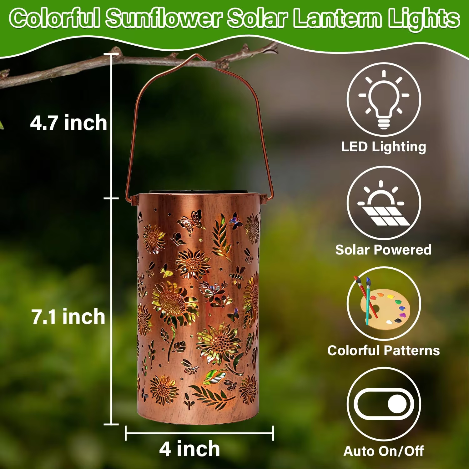 Lampes solaires colorées RGB en forme de tournesol, étanches, portables, pour l'extérieur, lampe de projection en forme de tournesol pour la décoration du jardin, de la véranda et de la pelouse