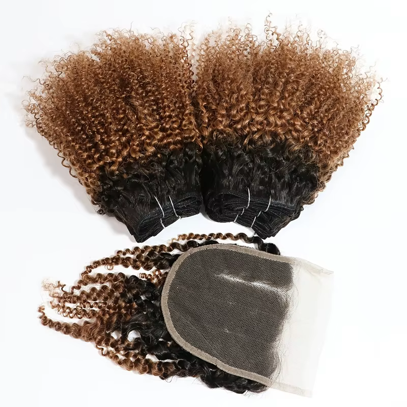 Bundles de cheveux brésiliens bouclés caution Curl avec fermeture