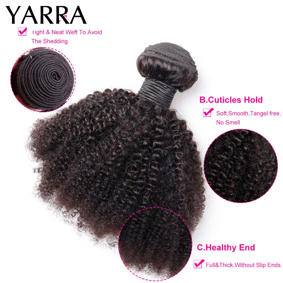YARRA brésilien Afro crépus bouclés cheveux humains paquets 4b 4c Afro crépus en vrac cheveux humains armure paquet affaire Extensions de cheveux en gros