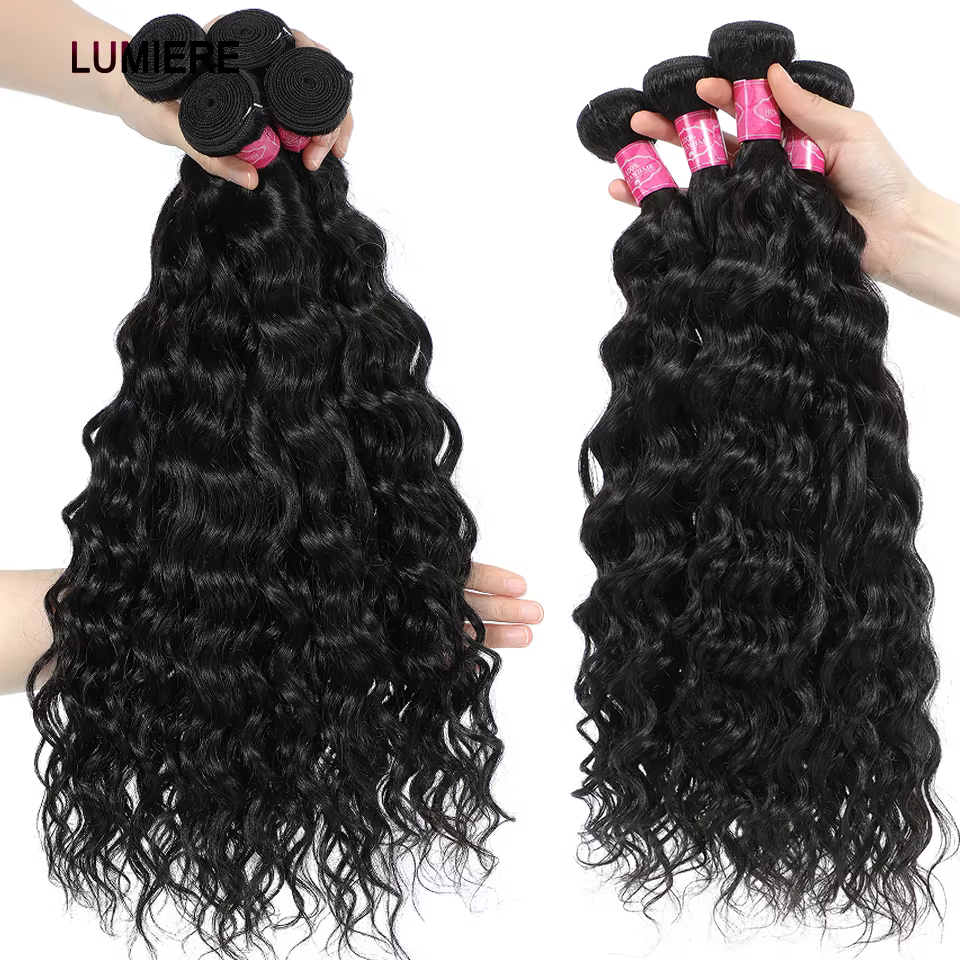 Bundles brésiliens de tissage de cheveux humains de vague profonde d'eau