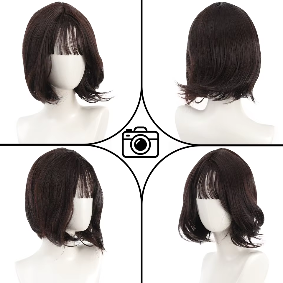 Perruque Courte Bouclée Marron et Noire pour Femme