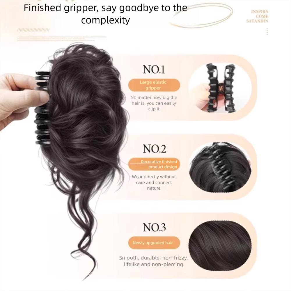 Nouveau cheveux synthétiques chignon griffe pince naturel moelleux