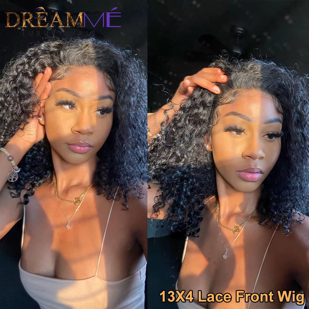 Perruque Full Lace Wig 360 brésilienne naturelle, cheveux bouclés, Deep Wave, Transparent, sans colle, avec sangle invisible, pre-plucked