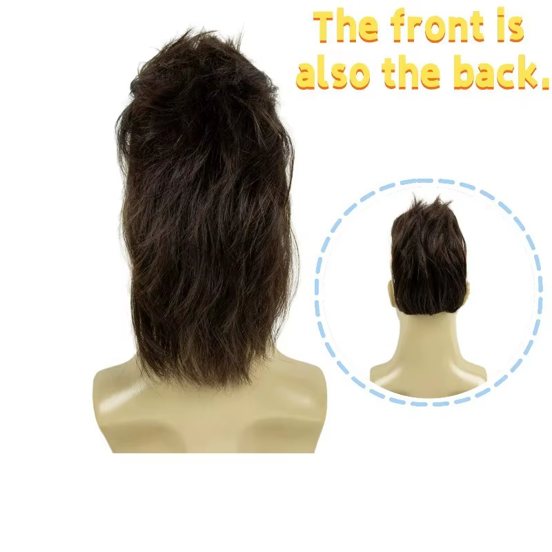 Perruque Mohawk pour hommes | Postiche pointue Punk Rock rouge et noire pour Halloween