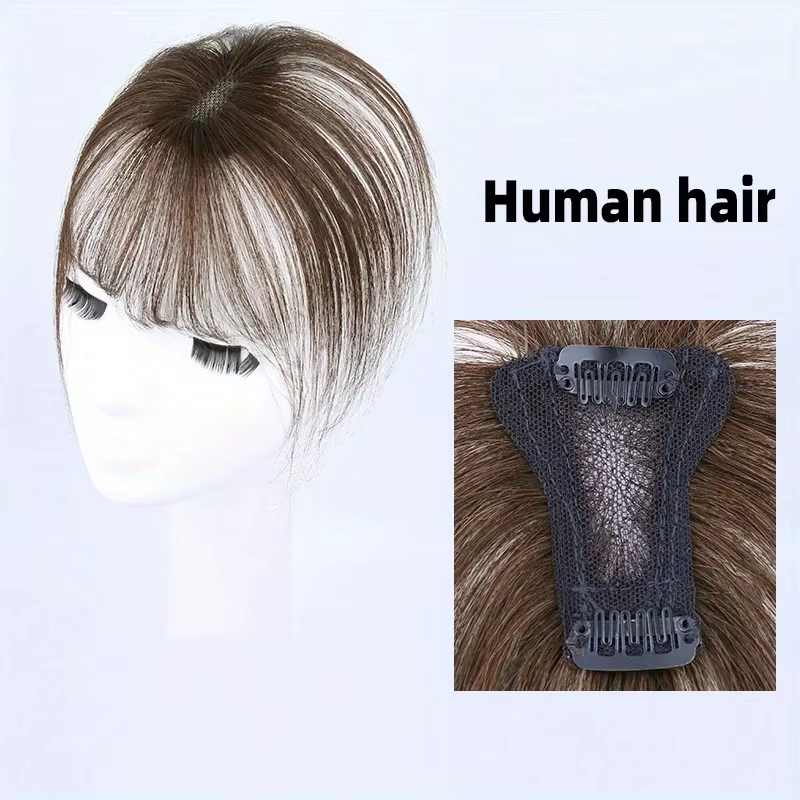 Postiche tissée à la main pour femmes, haut de la tête, couvrant volumineux, cheveux gris, vrais cheveux humains, cheveux complets sans couture, sans Trace