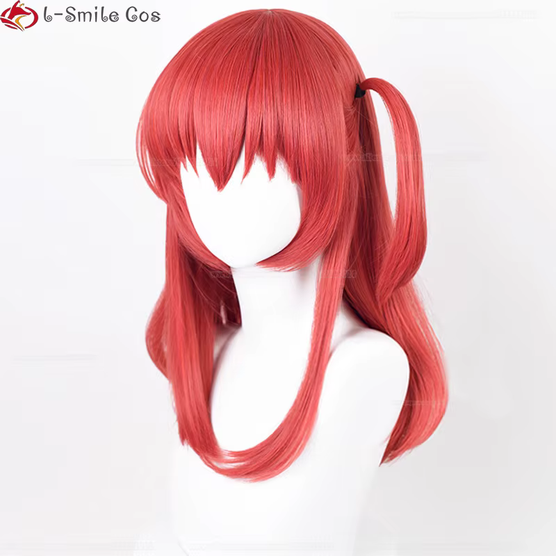 Anime Kita Ikuyo Cosplay perruque 50 cm court rouge