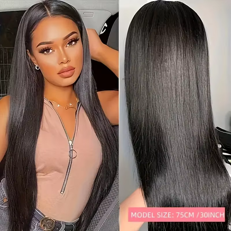 Perruque Lace Front en Cheveux Humains Raides Brésiliens 2026 pour Femmes – Sans Colle – En Promotion