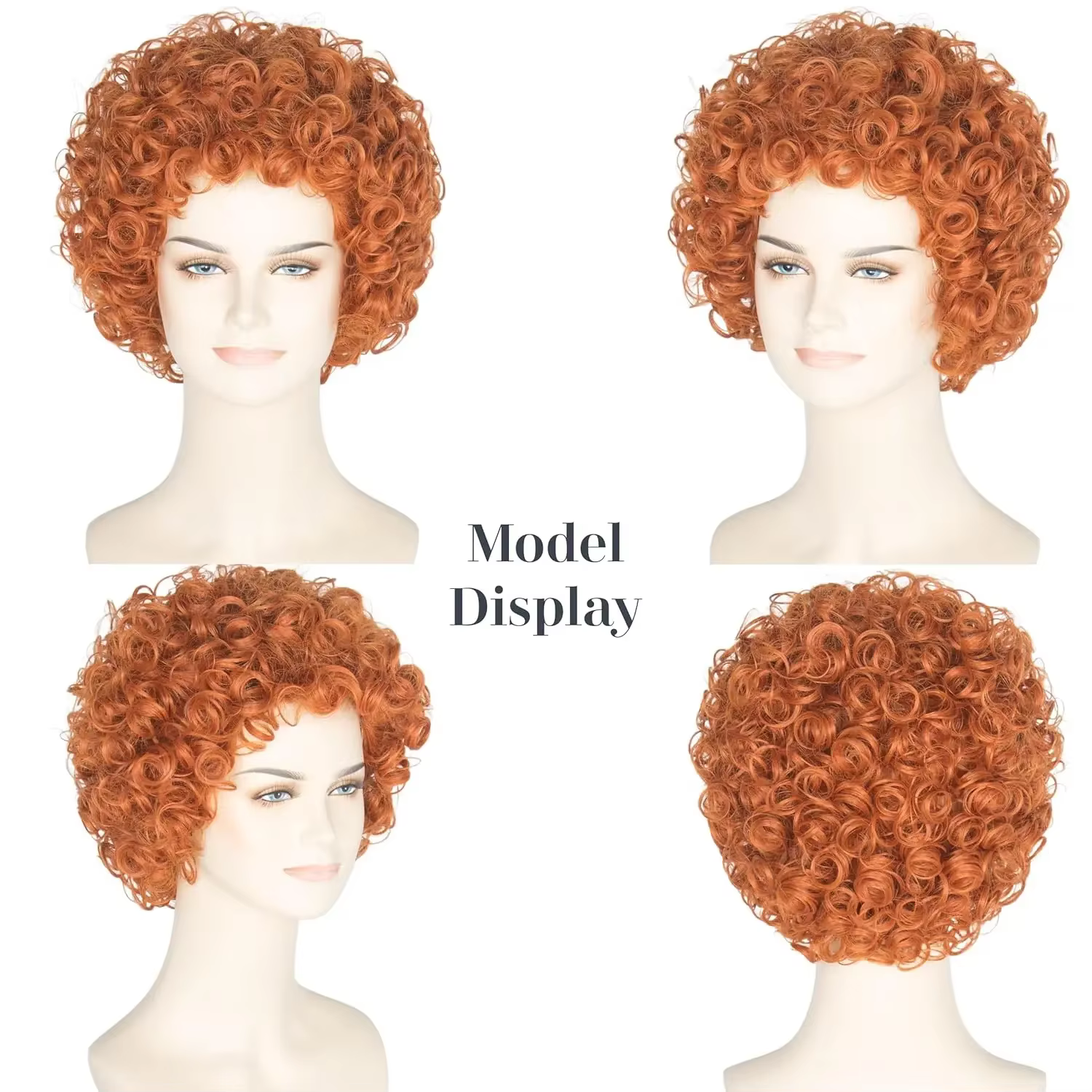 Perruque Courte Bouclée Rouge et Brune pour Femme