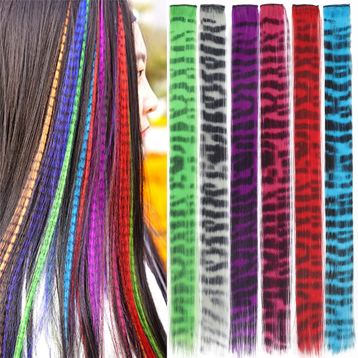 Extensions de cheveux synthétiques colorées partie mettre en évidence