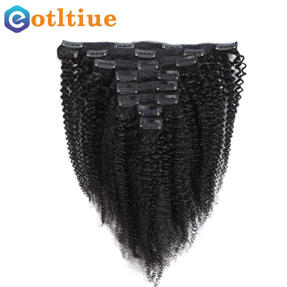 Eotltiue-Extensions de Cheveux Humains Crépus et Bouclés à réinitialisation