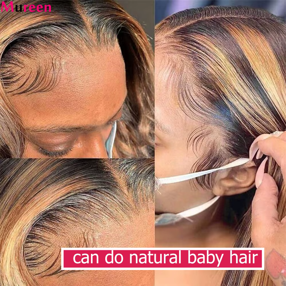 Perruque Bob Mureen 4/27 Highlight en Cheveux Humains Lisses