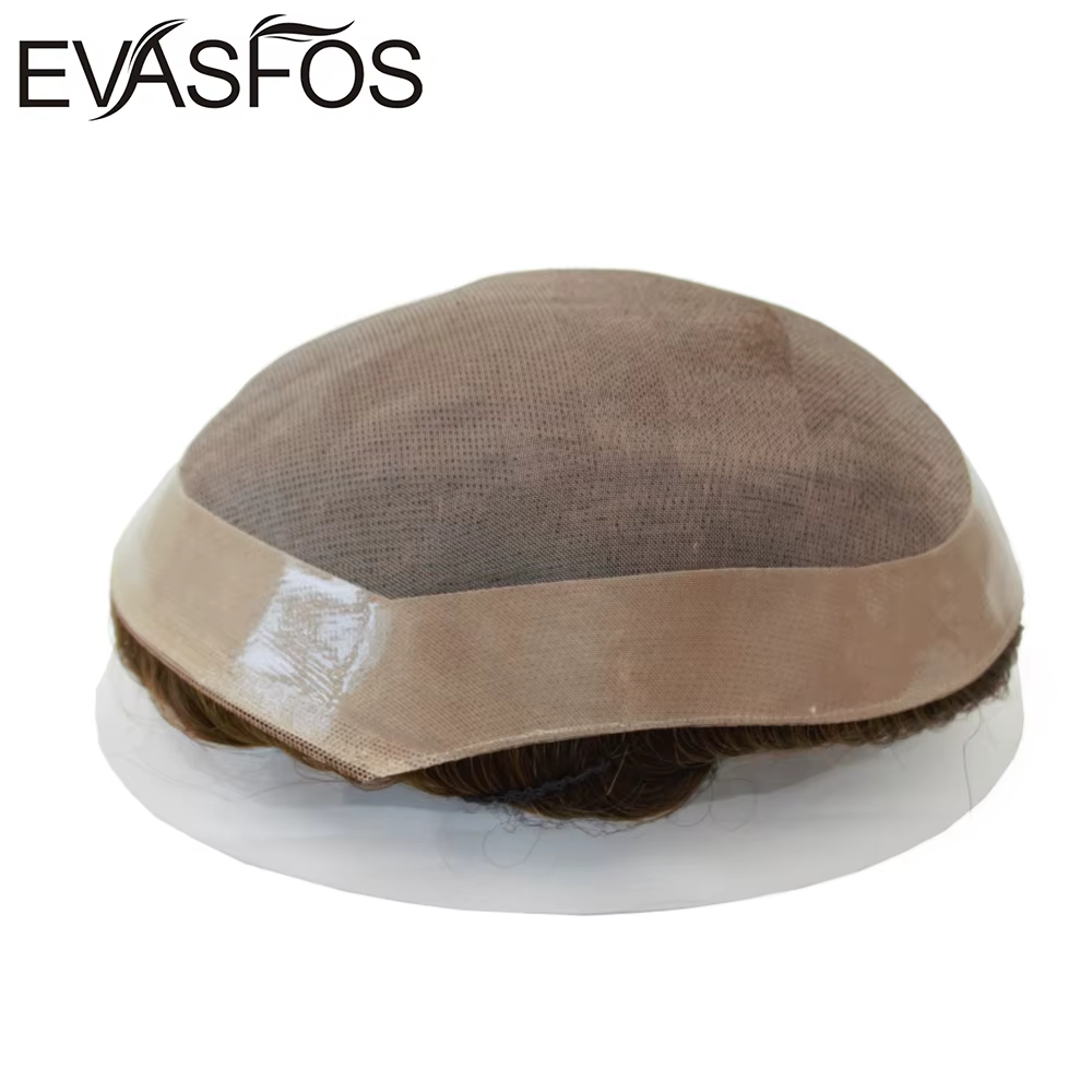 Perruque toupet de cheveux humains naturels pour hommes