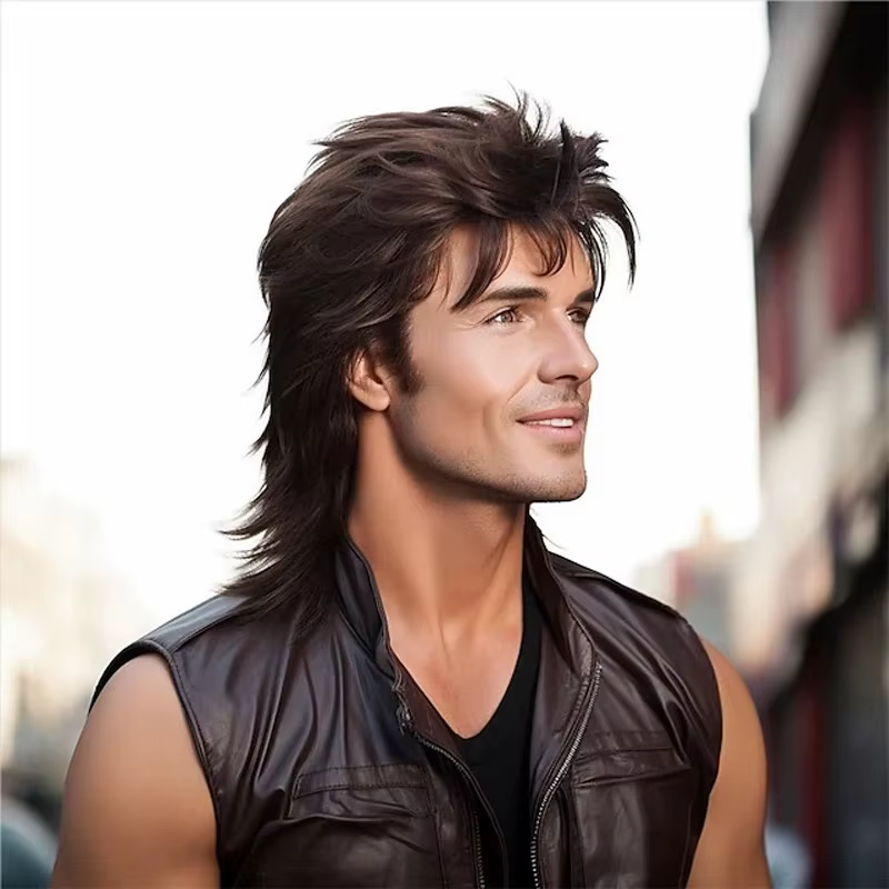 Perruque Rock Mullet pour hommes