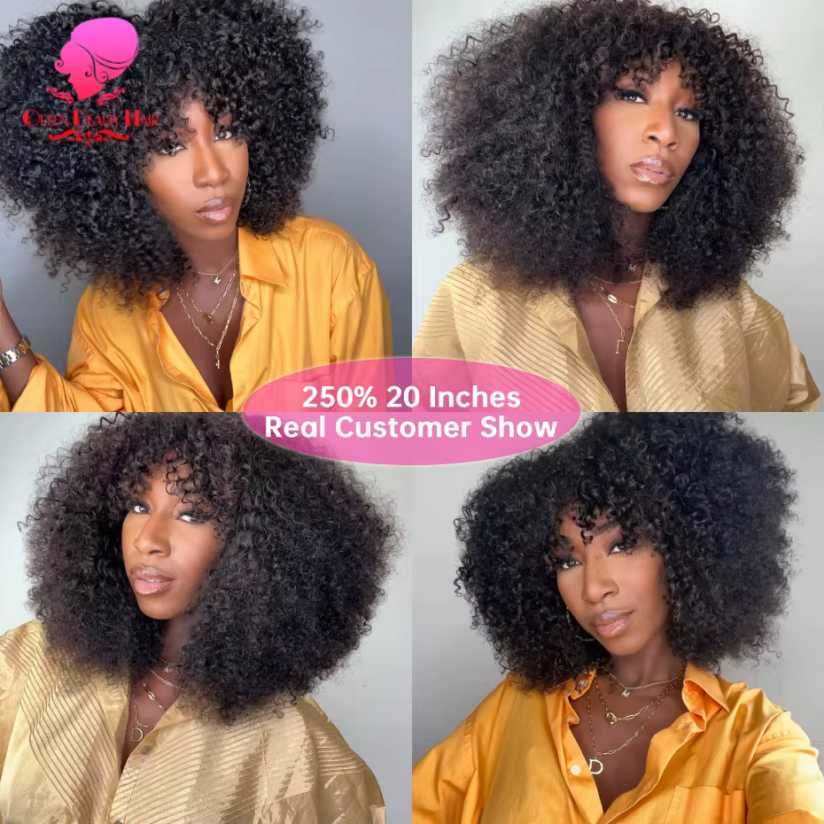 1B O cuir chevelu Afro crépus bouclés perruques cheveux humains brésilien faux