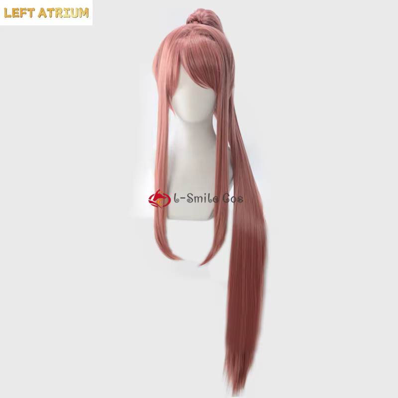 Perruque de Cosplay Monika DDLC avec queue de cheval de 100 cm de long