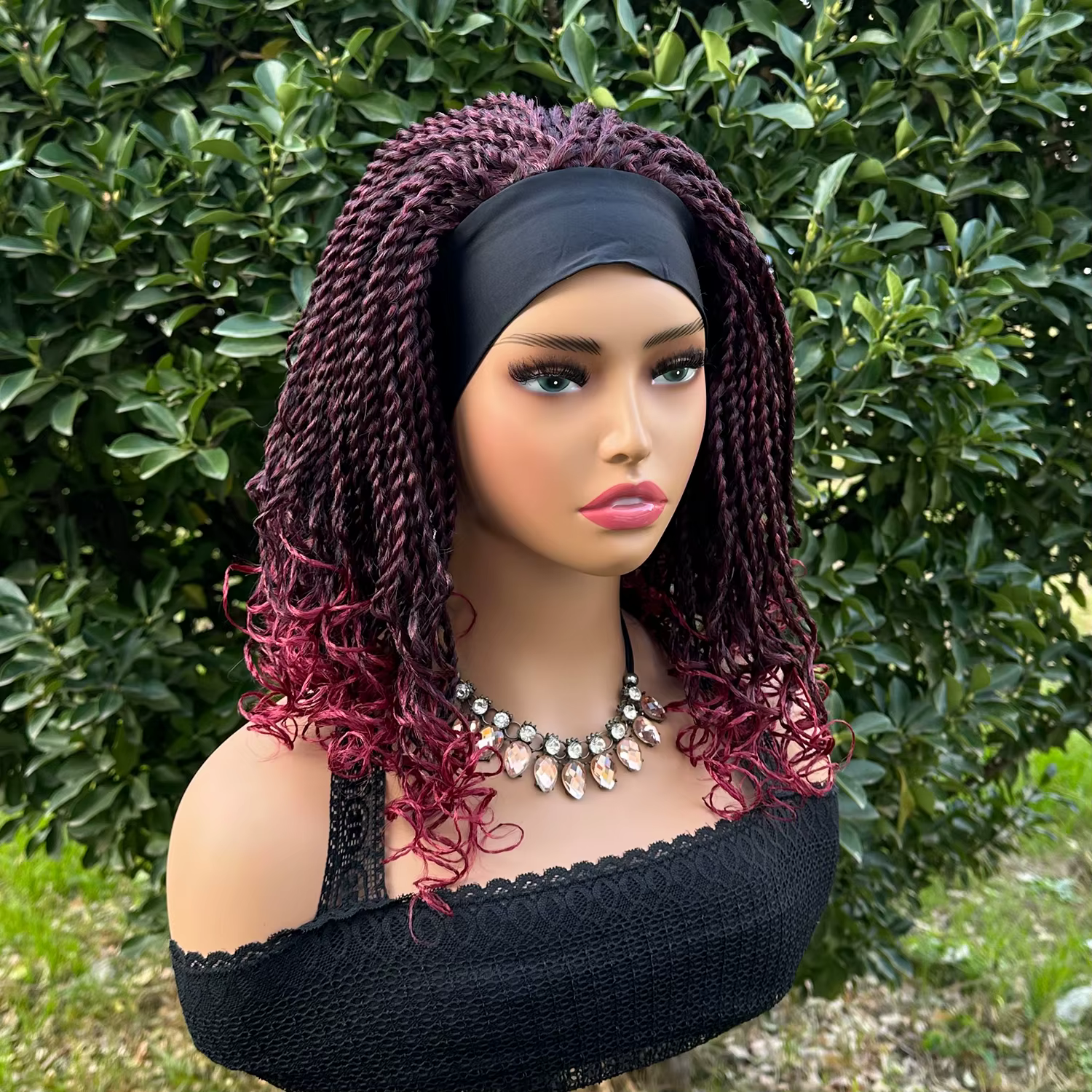 Perruque Bob Synthétique Tressée Courte pour Femme Noire, Boîte, Sauna