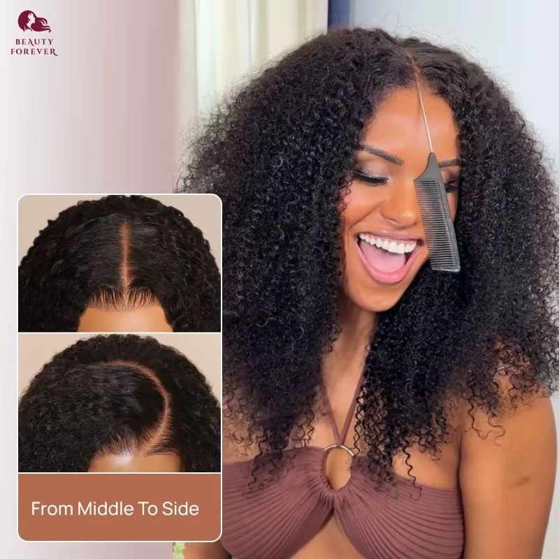 Beautyforever perruque sans colle bouclée crépue avec bords 4C 7x5 nœuds Bye Bye 3.0