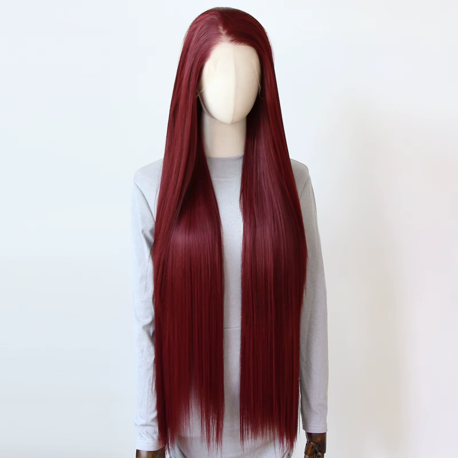 Perruque Lace Front Wig synthétique rouge vin