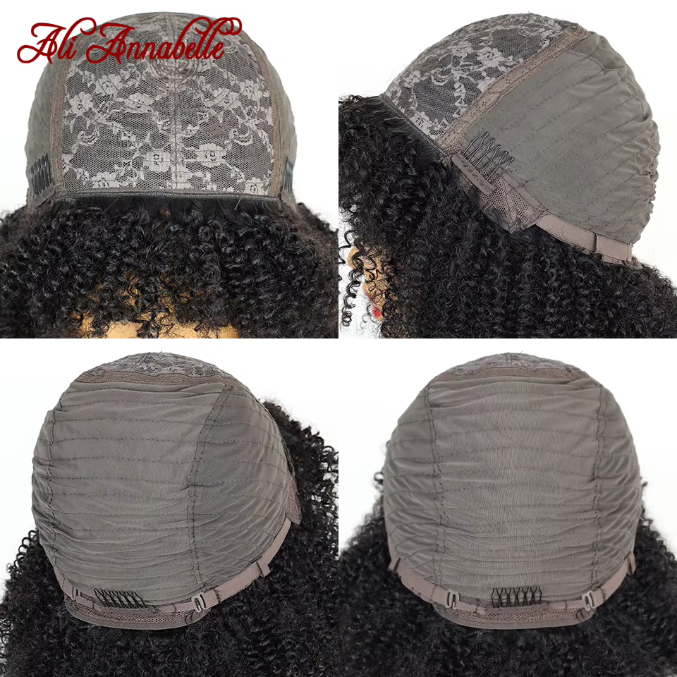 ALI ANNABELLE cheveux bouclés perruques avec frange pour les femmes noires fait à la Machine