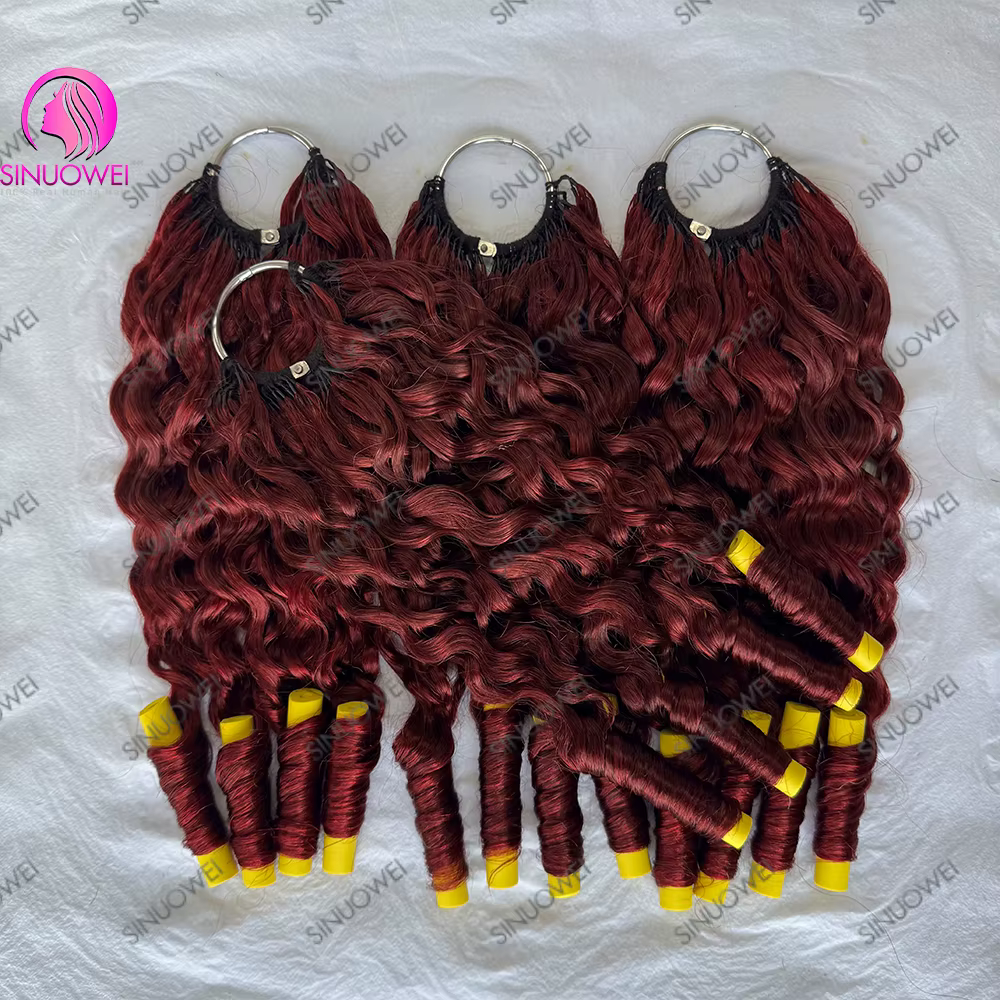 # Extensions de cheveux humains Remy bouclés à la kératine 99J Bourgogne Birmanie pour tresses au crochet sans nœuds pour femmes