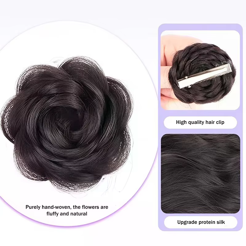 Chignon synthétique avec pince bec de canard
