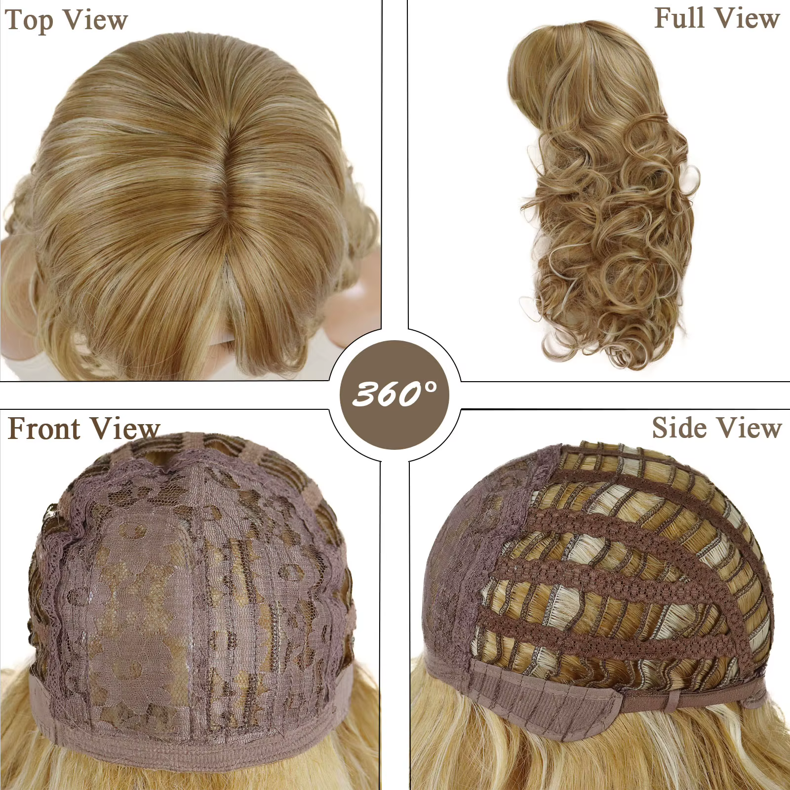 Perruques synthétiques blondes mixtes longues
