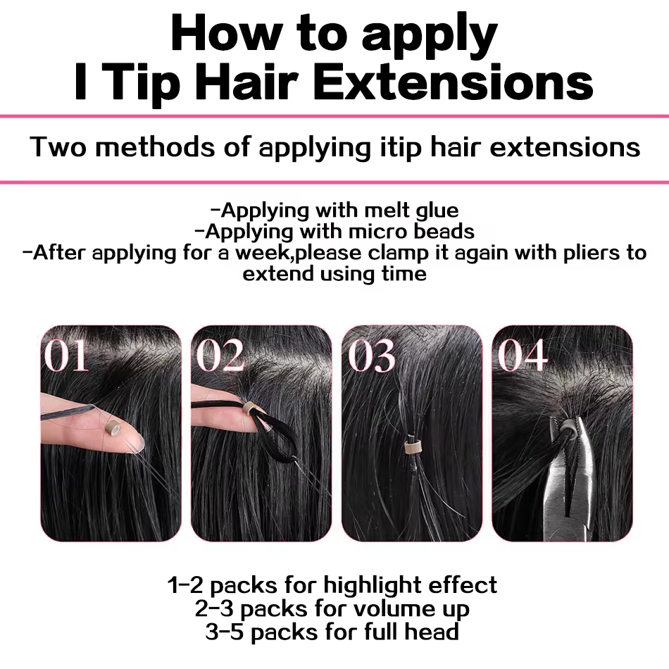 Extensions de cheveux I-Tip de 14 à 28 pouces