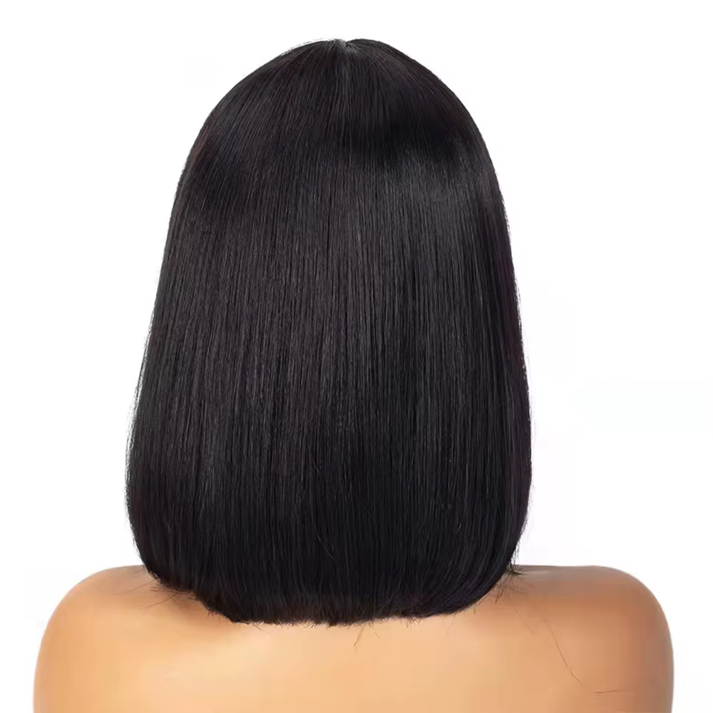 Perruque brésilienne courte Bob avec frange pour femme