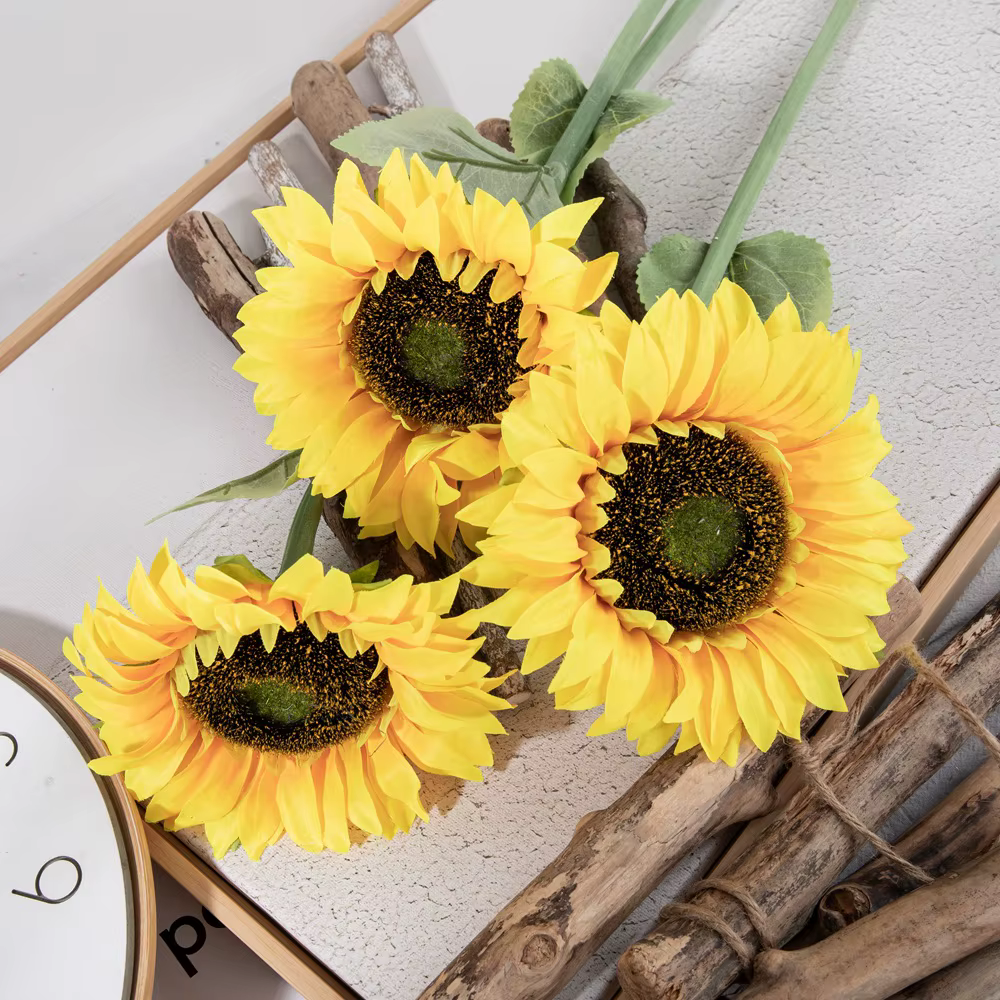 Grandes têtes de fleurs artificielles en soie, fausses tournesoles pour décoration de boîte de mariage, accessoires de scrapbooking faits à la main, fausses fleurs