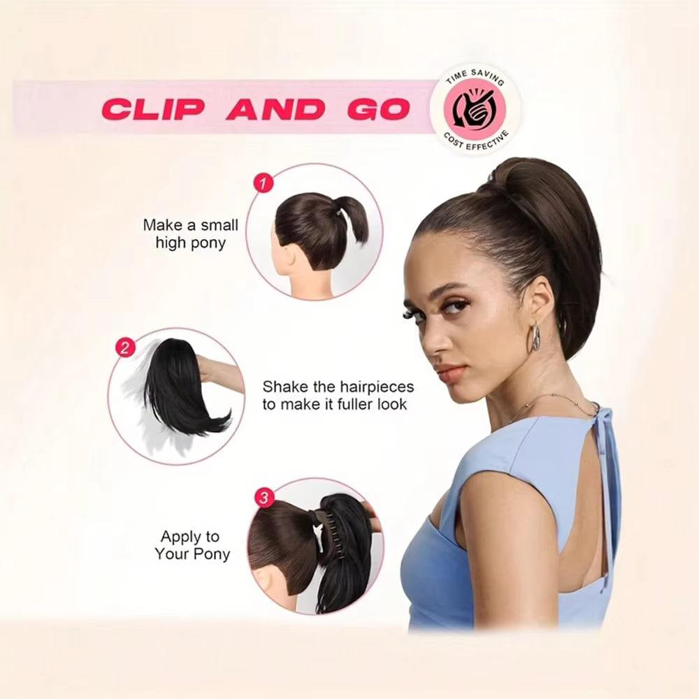 Chignon désordonné à griffes, postiches synthétiques pour femmes et filles, extensions de cheveux à clipser, chignon court et lisse, chignon à nouer