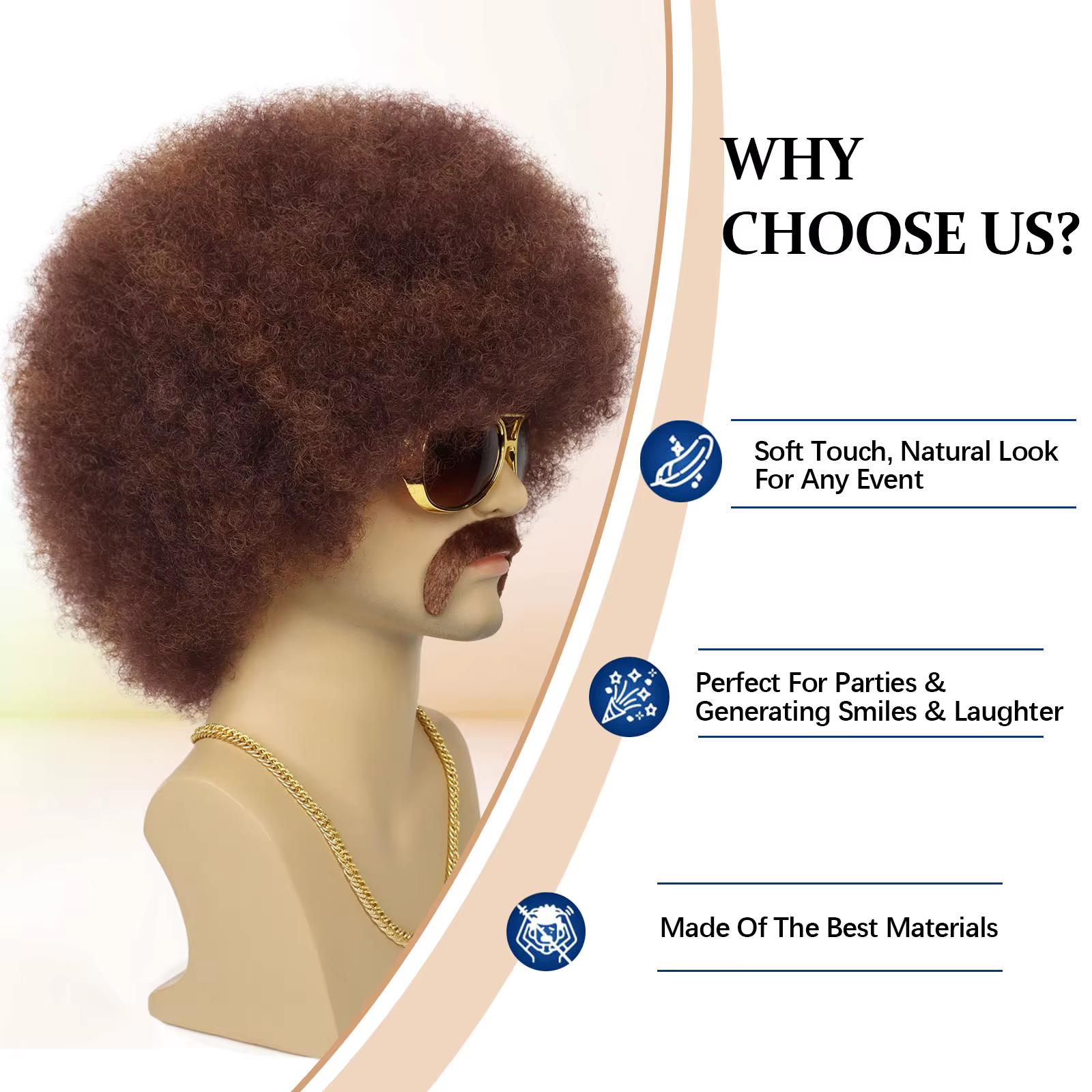 Perruque Afro synthétique bouffante pour hommes