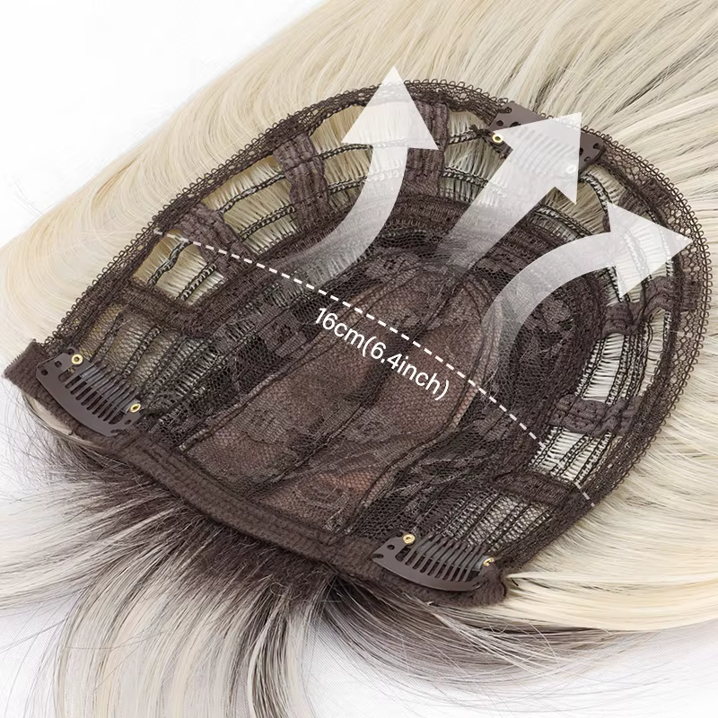 Topper synthétique pour cheveux raides 50 cm | Haut de la couverture de la tête