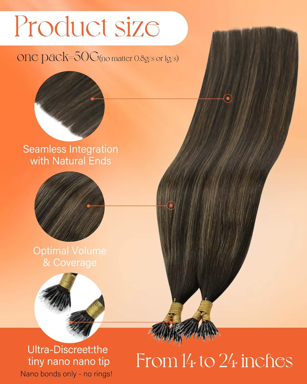 Cheveux ensoleillés Nano anneau Extensions