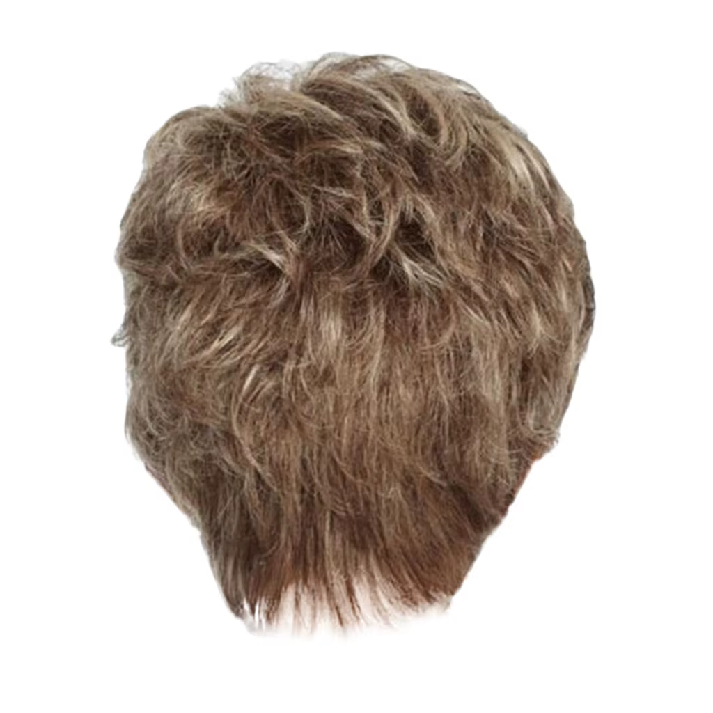 Perruques pour femmes perruque de cheveux synthétiques courts dorés naturels avec frange moelleuse Afro résistant à la chaleur quotidienne