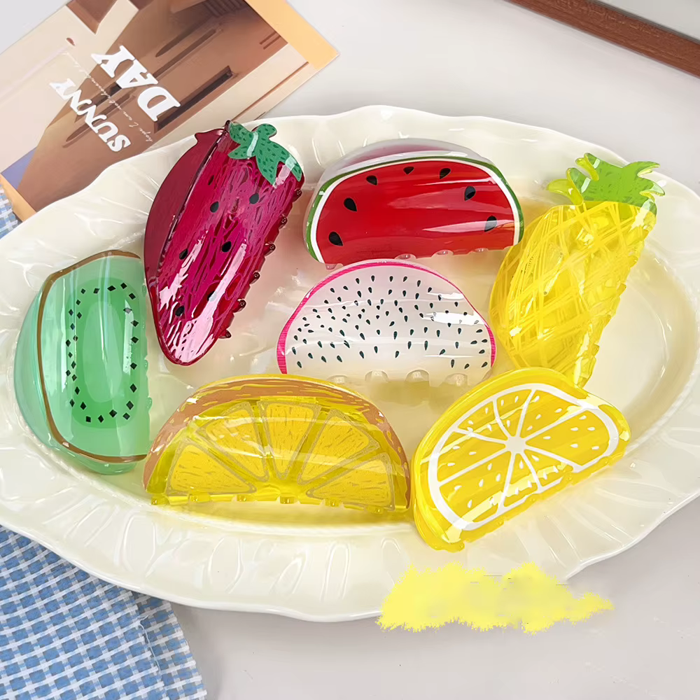 Pinces à cheveux pour femmes Fruits banane citron Kiwi réel Funnty mignon Kawaii Verstaile