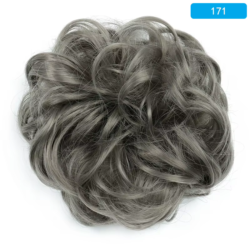 Chignon synthétique bouclé et désordonné gris foncé