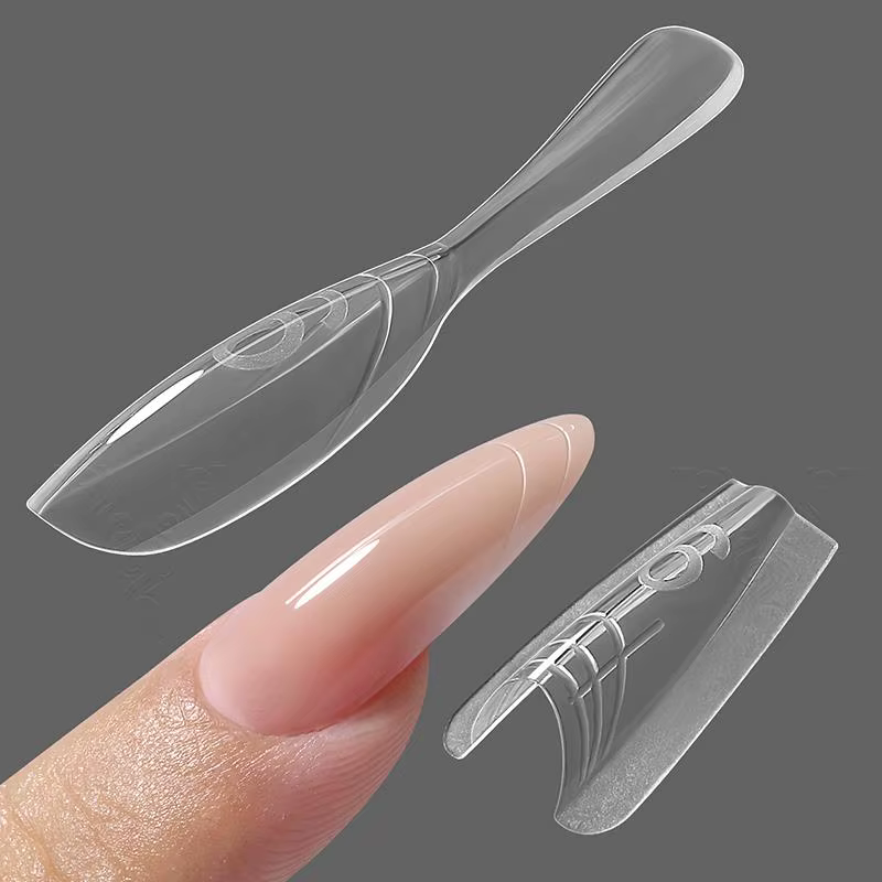 Formes à ongles Sandwich 60 pièces, formes doubles ovales pour extension, sans papier, pour extensions d'ongles faciles, moule supérieur et moule inférieur, manucure