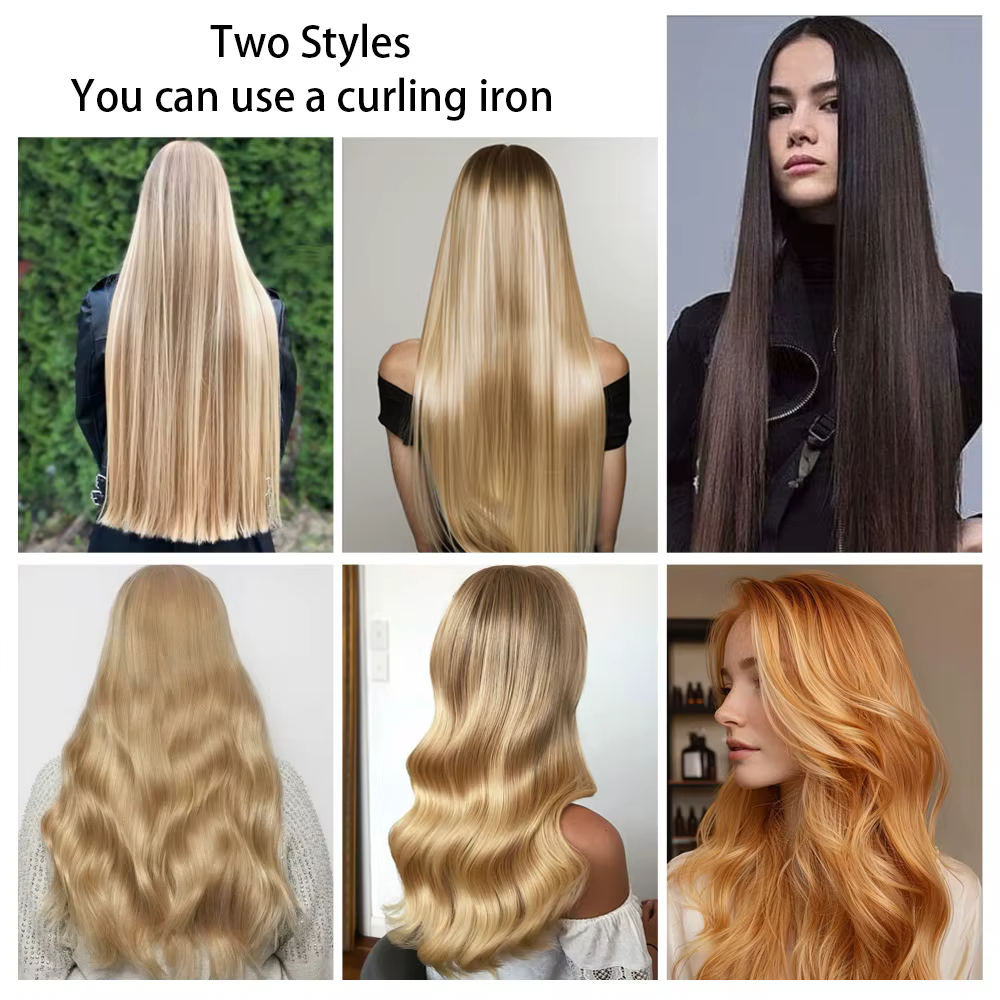 Extensions de cheveux synthétiques longues et lisses de 24 pouces