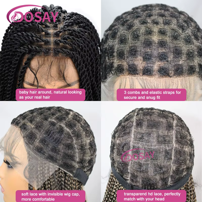 Perruque Lace Front Wig synthétique tressée en boîte