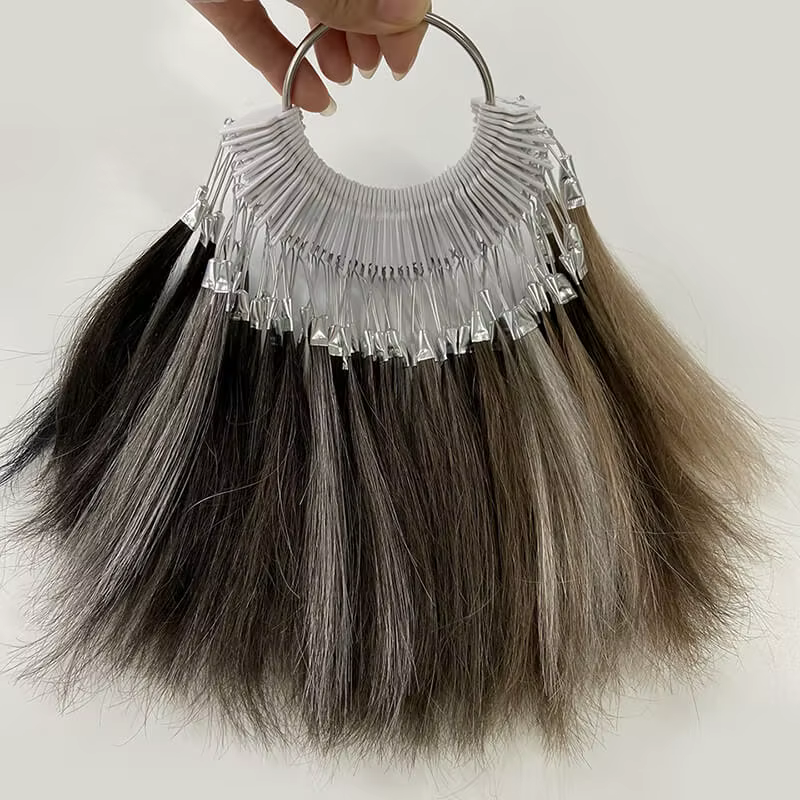 Anneau de couleur de cheveux humains de 61 couleurs pour le salon de toupet des hommes