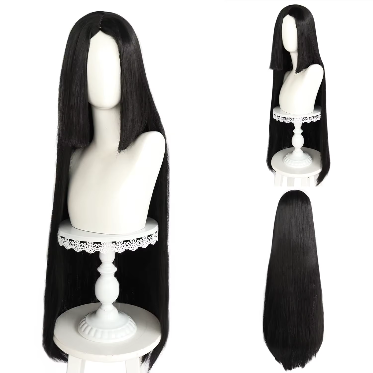 Boa Hancock-Perruque Synthétique Longue Noire Lisse pour Femme