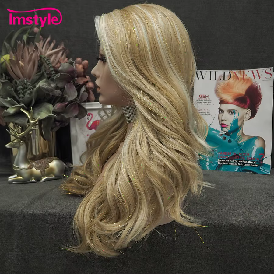 Imstyle – perruque synthétique blonde en dentelle