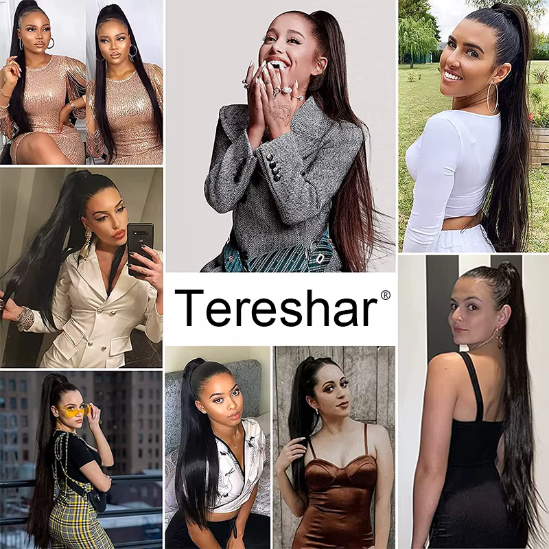 Teresahr synthétique 36 pouces Extension queue de cheval demi Yaki cordon
