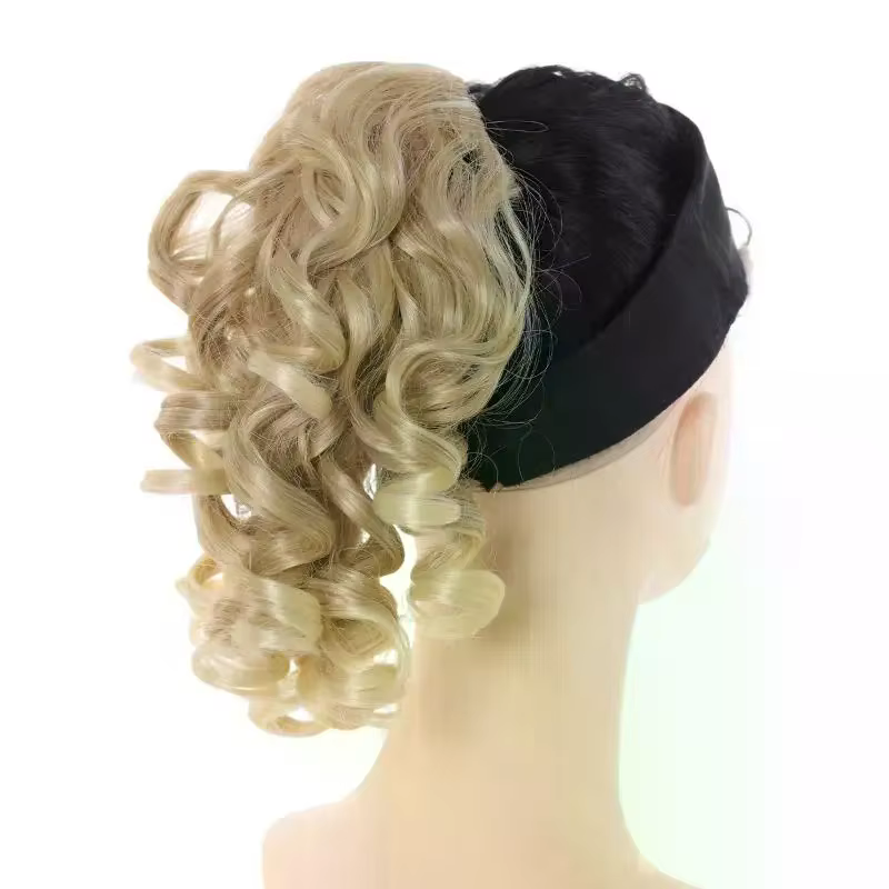 Extensions de queue de cheval synthétiques courtes et bouclées avec cordon de serrage, extensions de cheveux à clipser, chignon élégant pour usage quotidien, accessoires pour cheveux